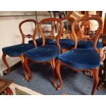 SET OF 6 MAHOGANY FRAMED BALLOON BACK DINING CHAIRS ON CABRIOLE SUPPORTS