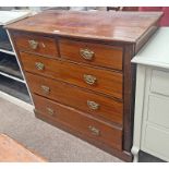 19TH CENTURY MAHOGANY CHEST OF 2 SHORT OVER 3 LONG DRAWERS ON PLINTH BASE,