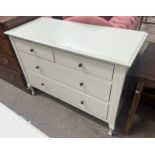 LAURA ASHLEY CHEST OF 2 SHORT OVER 2 LONG DRAWERS ON SHAPED SUPPORTS.