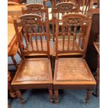 SET OF 4 LATE 19TH CENTURY OAK DINING CHAIRS ON TURNED SUPPORTS