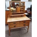 20TH CENTURY DRESSING TABLE WITH SWING MIRROR OVER BASE WITH 2 SHORT OVER 1 LONG DRAWER ON SQUARE