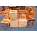PAIR OF 2 DRAWER BEDSIDE CHESTS AND ONE OTHER,
