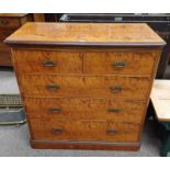 19TH CENTURY WALNUT CHEST OF 2 SHORT OVER 3 LONG DRAWERS ON PLINTH BASE 113CM TALL X 115 CM WIDE