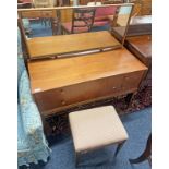 MCINTOSH TEAK DRESSING TABLE WITH MIRROR OVER 2 SHORT OVER SINGLE LONG DRAWER ON TAPERED SUPPORTS