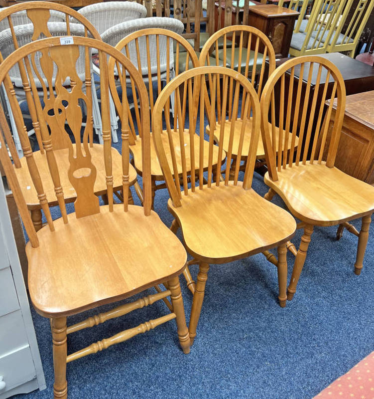 SET OF 4 SPINDLE BACK KITCHEN CHAIRS & 2 OTHER SIMILAR CHAIRS