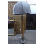 ARTS & CRAFTS STYLE FLOOR LAMP WITH TWIST COLUMN ON BRASS BASE.