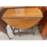 OAK DROP LEAF TABLE ON BARLEY TWIST SUPPORTS