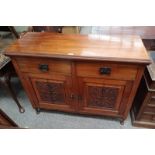 LATE 19TH CENTURY WALNUT SIDEBOARD WITH 2 DRAWERS OVER 2 PANEL DOORS WITH CARVED DECORATION,