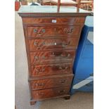 20TH CENTURY MAHOGANY TALLBOY CHEST OF DRAWERS WITH 4 GRADUATED DRAWERS & 2 DRAWER TO BASE ON