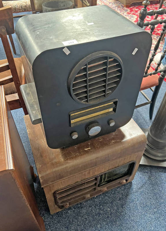 BAKELITE CASED EKCO RADIO RECEIVER TYPE AC 74 & AMBASSADOR WALNUT CASED RADIO RECEIVER WITH GARRARD