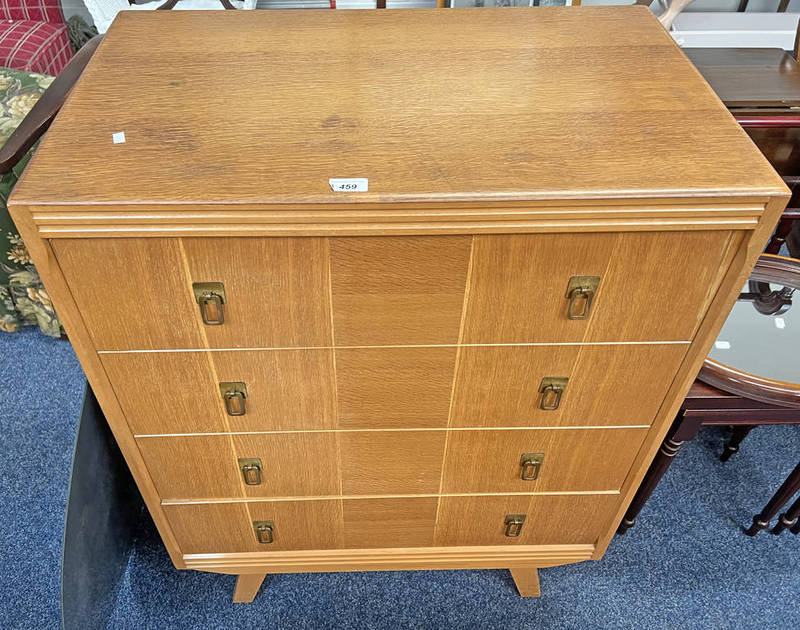 MID 20TH CENTURY OAK CHEST OF 4 DRAWERS LABELLED C.W.S.L.