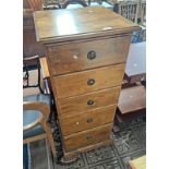 HARDWOOD CHEST OF 5 DRAWERS.