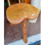 ELM JOINT STOOL WITH SHAPED SEAT STAMPED WITH A CHOPPING BLOCK & 9 TO UNDERSIDE Condition