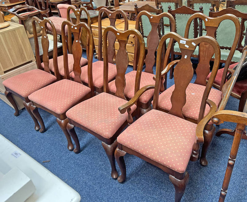 ****LOT WITHDRAWN**** SET OF 8 MAHOGANY DINING CHAIRS INCLUDING 2 ARMCHAIRS ON QUEEN ANNE SUPPORTS