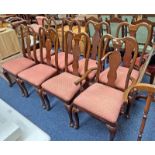 ****LOT WITHDRAWN**** SET OF 8 MAHOGANY DINING CHAIRS INCLUDING 2 ARMCHAIRS ON QUEEN ANNE SUPPORTS