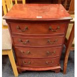 20TH CENTURY MAHOGANY CHEST OF 4 DRAWERS ON BRACKET SUPPORTS,
