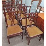 SET OF 8 19TH CENTURY MAHOGANY DINING CHAIRS INCLUDING 2 ARMCHAIRS ON SQUARE SUPPORTS