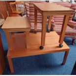 NEST OF 2 OAK TABLES & RECTANGULAR COFFEE TABLE