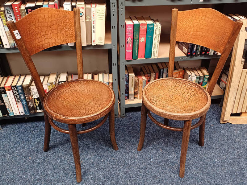 PAIR OF EARLY 20TH CENTURY BENTWOOD CHAIRS LABELLED FISCHEL TO UNDERSIDE