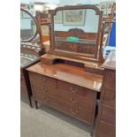 EARLY 20TH CENTURY INLAID MAHOGANY DRESSING CHEST WITH SWING MIRROR & 2 FRIEZE DRAWERS OVER 2 SHORT