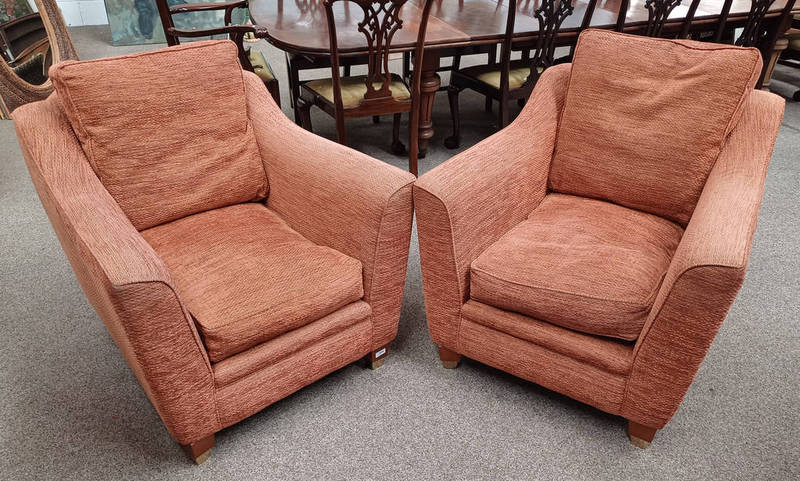 PAIR OF OVERSTUFFED ARMCHAIRS