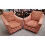 PAIR OF OVERSTUFFED ARMCHAIRS