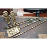 SET OF 3 BRASS FIRE IRONS Condition Report: The items are fit for purpose