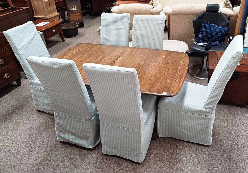 ERCOL ELM EXTENDING DINING TABLE WITH 3 EXTRA LEAVES & SET OF 6 DINING CHAIRS Condition