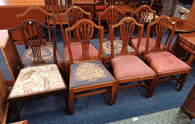 SET OF 8 MAHOGANY DINING CHAIRS ON SQUARE SUPPORTS