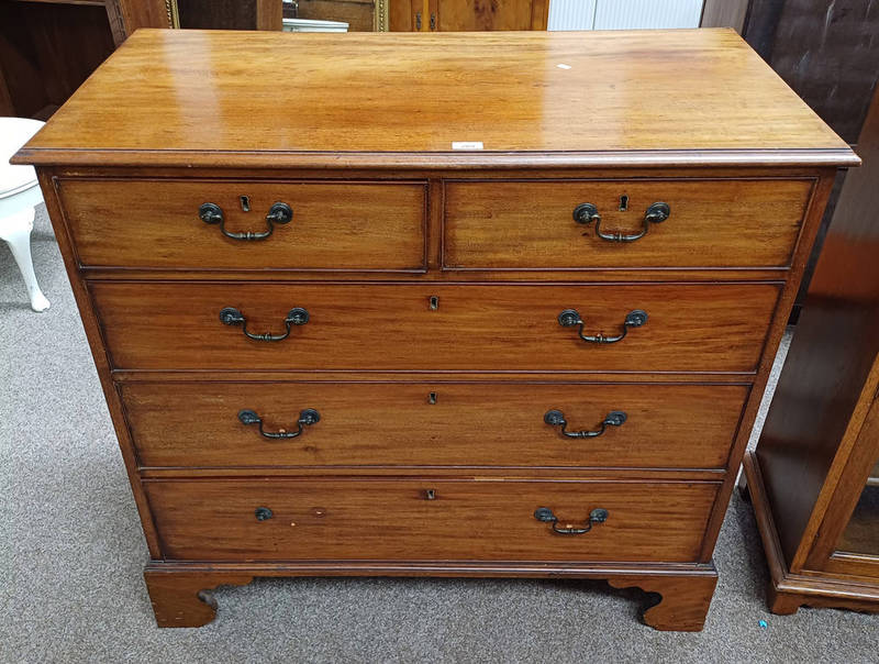 19TH CENTURY MAHOGANY CHEST OF 2 SHORT OVER 3 LONG DRAWERS ON BRACKET SUPPORTS Condition