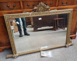 LATE 19TH CENTURY GILT OVER MANTLE MIRROR 78 CM TALL X 119 CM WIDE