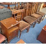 PAIR OF 20TH CENTURY MAHOGANY SINGLE DOOR BEDSIDE CABINETS, MAHOGANY HAND CHAIR ETC.