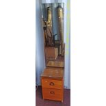 TEAK CHEVAL MIRROR WITH 2 DRAWERS TO BASE.