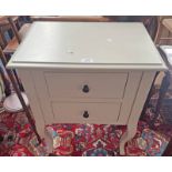 LAURA ASHLEY 2 DRAWER BEDSIDE CHEST ON SHAPED SUPPORTS.