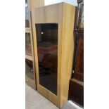 OAK DISPLAY CABINET WITH 2 GLAZED PANEL DOORS OPENING TO SHELVED INTERIOR.