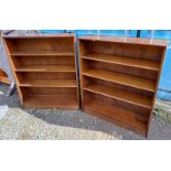 PAIR OF MAHOGANY OPEN BOOKCASES WITH ADJUSTABLE SHELVES,