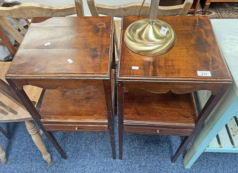 PAIR OF LATE 19TH CENTURY MAHOGANY BEDSIDE TABLES WITH SINGLE DRAWER ON SQUARE TAPERED SUPPORTS