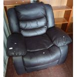 BROWN LEATHER RECLINING ARMCHAIR