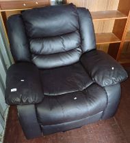 BROWN LEATHER RECLINING ARMCHAIR