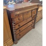 19TH CENTURY MAHOGANY OGEE CHEST WITH 3 SHORT DRAWERS OVER 3 LONG DRAWERS WITH SHALLOW LONG DRAWER