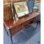 STAG MAHOGANY DRESSING TABLE WITH MIRRORS OVER ONE LONG & 4 SHORT DRAWERS.