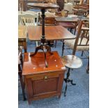 19TH CENTURY MAHOGANY MAGAZINE RACK WITH BRASS LION MASK HEAD & 2 OCCASIONAL TABLES