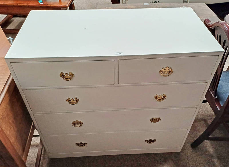 PAINTED CHEST OF 2 SHORT OVER 3 LONG DRAWERS