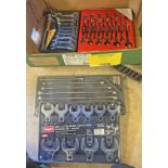 SIEGEN 14 PC 1/2" SQ DRIVE CROWS FOOT SPANNER SET, SEALEY 7 PC EXTRA LONG, DOUBLE END RING SPANNERS,