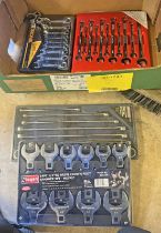 SIEGEN 14 PC 1/2" SQ DRIVE CROWS FOOT SPANNER SET, SEALEY 7 PC EXTRA LONG, DOUBLE END RING SPANNERS,