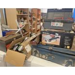 LARGE SELECTION OF TOOLS TO INCLUDE AND TOOL BOX WITH TWO DRAWERS AND LIFT UP LID,