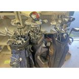 3 GOLF BAGS WITH CONTENTS OF CLUBS TO INCLUDE PING G5 460CC TITANIUM DRIVER, SWILKEN IRONS,