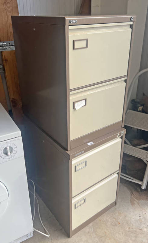 2 METAL FILING CABINETS, 2 ADJUSTABLE STANDARD LAMPS ETC.