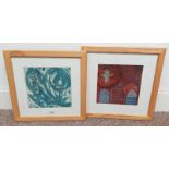 MARGARET PITT, 2 FRAMED SCREEN PRINTS OF ABSTRACT SCENES, 1 SIGNED IN PENCIL,