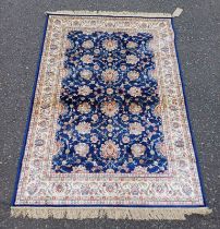 BLUE GROUND FULL PILE KASHMIR RUG ALL OVER FLORAL DESIGN 170 X 117CM Condition Report: